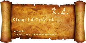 Klupp Lóránt névjegykártya